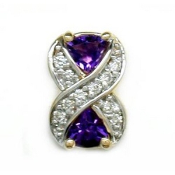 Y1792 14K TRILL AMETHYST & DIAMOND X SLIDE 